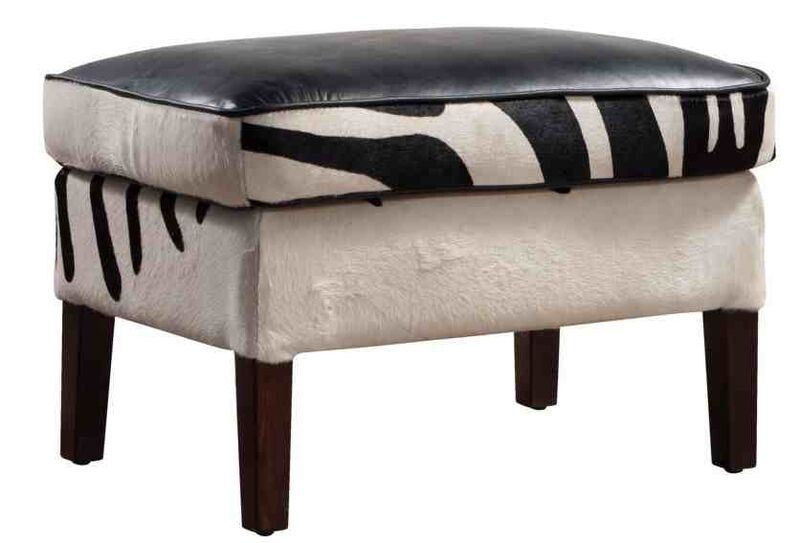 Product photograph of Zebra Print Footstool from Designer Sofas 4U