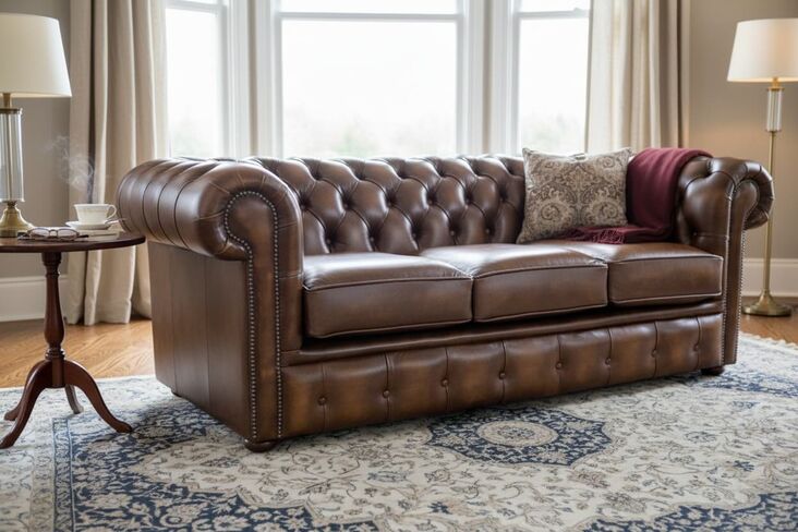 Chesterfield Classic Tufted Buttoned 3 Seater Antique Tan Leather Sofa Settee