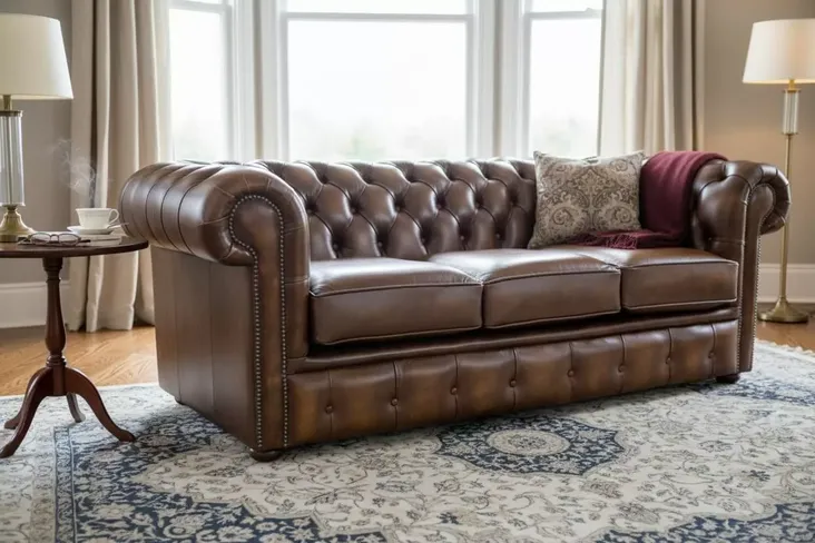 Chesterfield Classic Tufted Buttoned 3 Seater Antique Tan Leather Sofa Settee