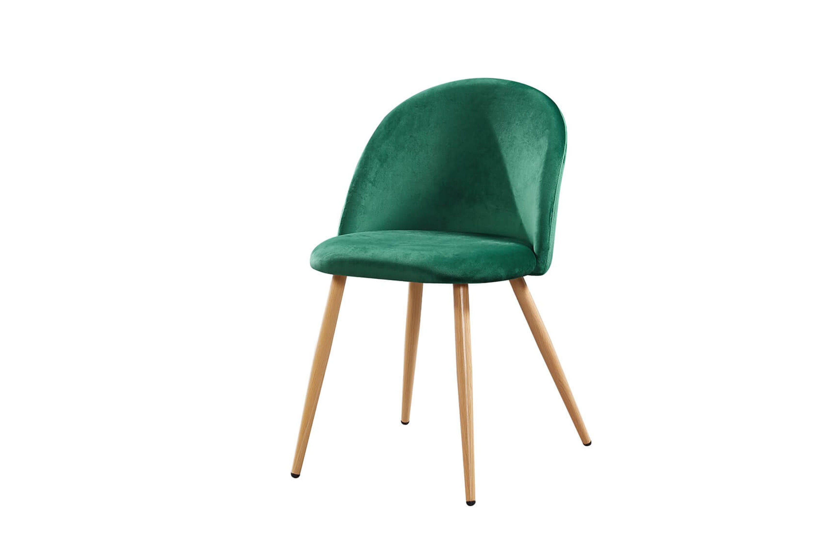 Albert Green Velvet Set Of 2 Dining Chairs With Oak Effect Metal Legs Designer Sofas4u