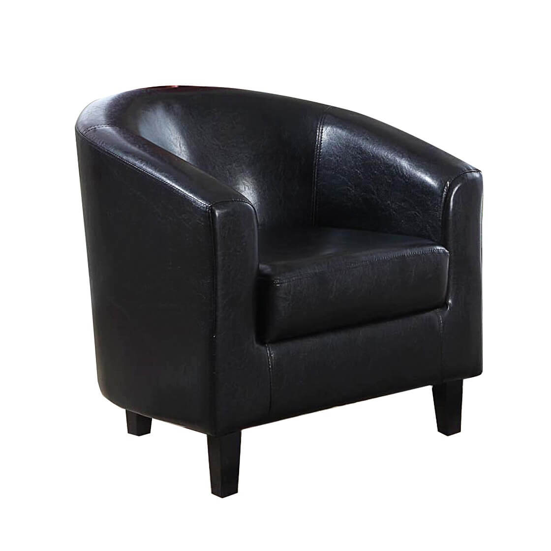 Alma Black Faux Leather Tub Chair With, Faux Leather Tub Chair