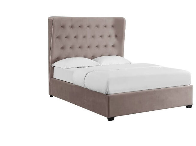Balbina Kingsize Storage Bed In Cappuccino Fabric With Buttoned Headboard