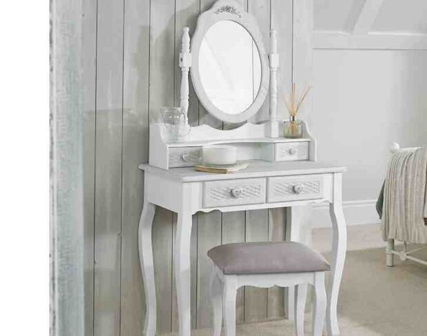 Bianka MDF Base White-Grey Dressing Table