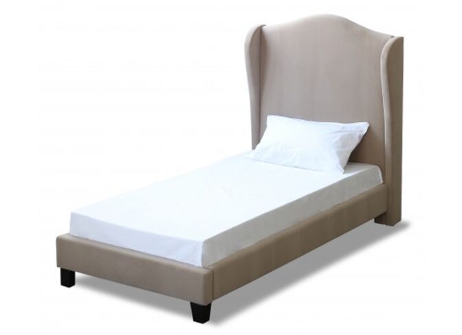 Clarissa Beige Fabric Full Height Headboard With Dramatic Wings 3.0 Single Bed