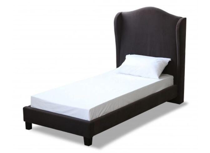 Clarissa Charcoal Fabric Full Height Headboard With Dramatic Wings 3.0 Single Bed