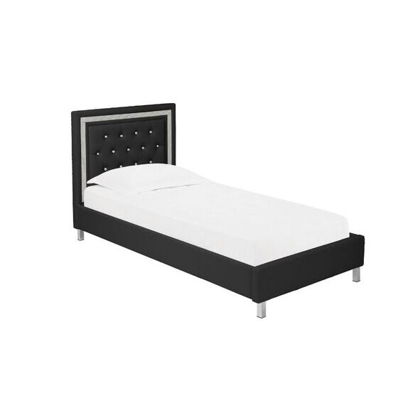 Donella 3 0 Single Bed In Black Faux, White Faux Leather Headboard Single