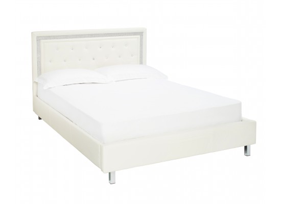 Donella 5 0 Kingsize Bed In White Faux, White Faux Leather King Size Bed