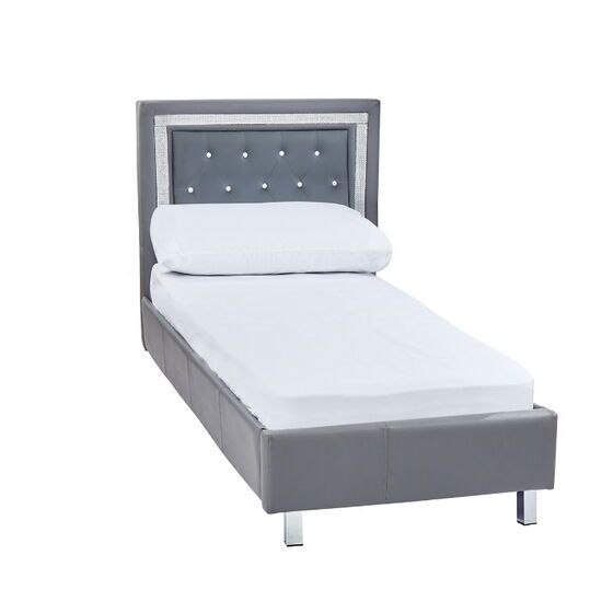 Donella 3 0 Single Bed In Grey Faux, White Faux Leather Headboard Single