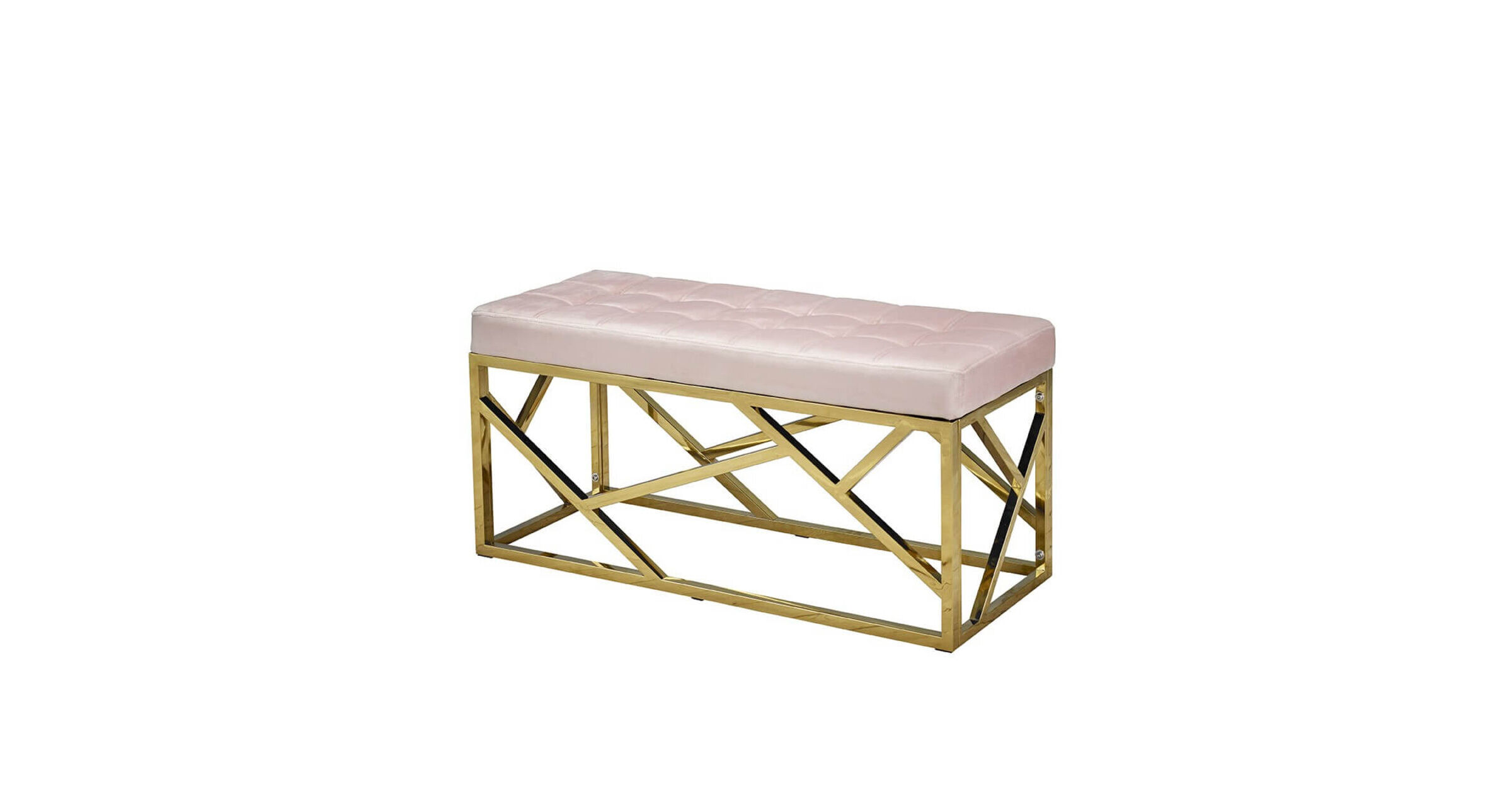 Emil Pink Fabric Seat Bench With Gold Metal Frame Designer Sofas4u