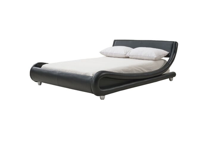 Gabriele 4.6 Upholstered In Black Faux Leather Double Bed With Sprung Slatted Base