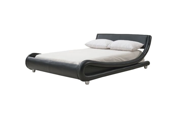 Gabriele 5.0 Upholstered In Black Faux Leather Kingsize Bed With Sprung Slatted Base