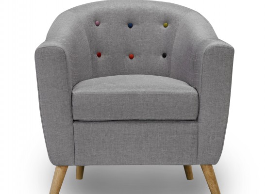 Giancarlo Grey Ons Upholstered, Grey Fabric Armchair