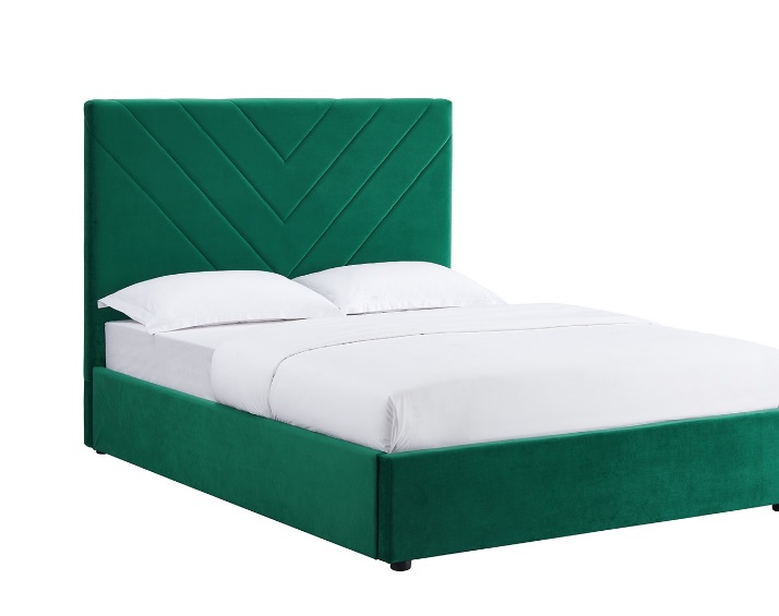 Forest Green Velvet Kingsize Bed, Green Forest Twin Bed Frame
