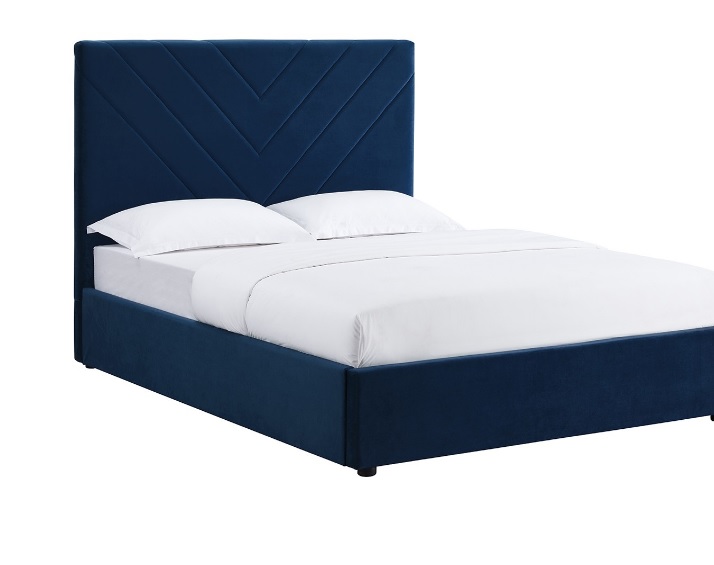Royal Blue Velvet Kingsize Bed, Blue Velvet Bed Frame King
