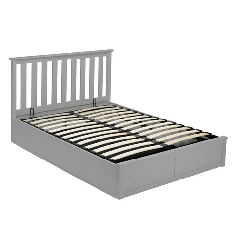 Gudrun Grey Wood Painted Finish Double Storage Bed