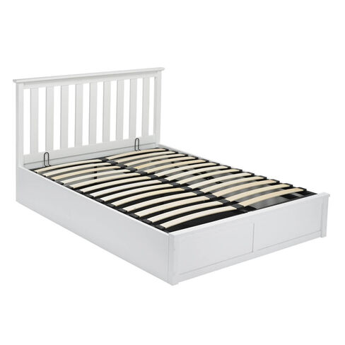 Gudrun White Wood Painted Finish Double Storage Bed