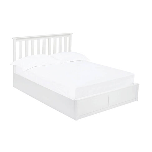 Gudrun White Wood Painted Finish Kinsize Storage Bed