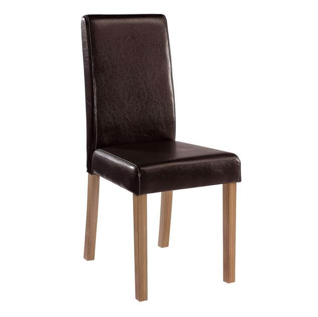 Jakob Brown Faux Leather Dining Chairs With Oak Legs Set Of 2