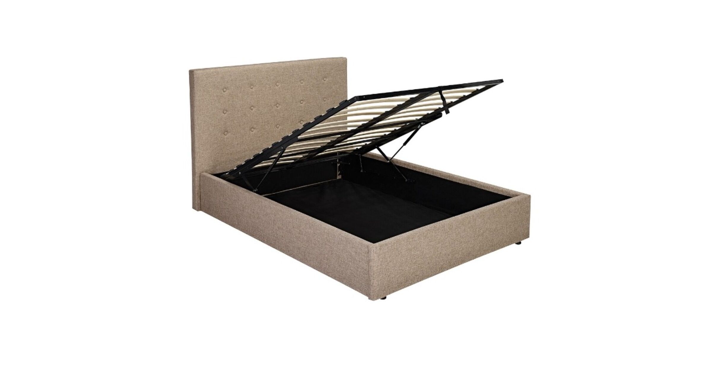 Lucy Plus 5.0 Kingsize Storage Hydraulic Lift Bed Beige Linen Fabric