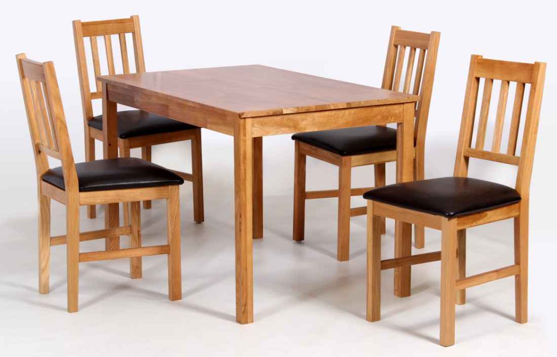 Raphael Solid Oak Dining Set With Black, Dark Maple Dining Room Chairs