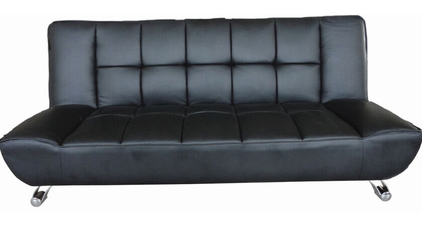 Agata Black Faux Leather Sofa Bed With, Leather Couch Bed