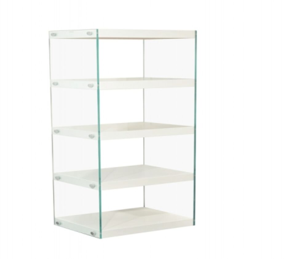 Manchester Furniture Supplies Moda High Gloss Glass Display Shelving Unit Medium Black 