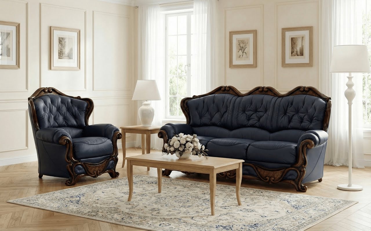 elegant-vintage-style-navy-leather-sofa-and-chair-3