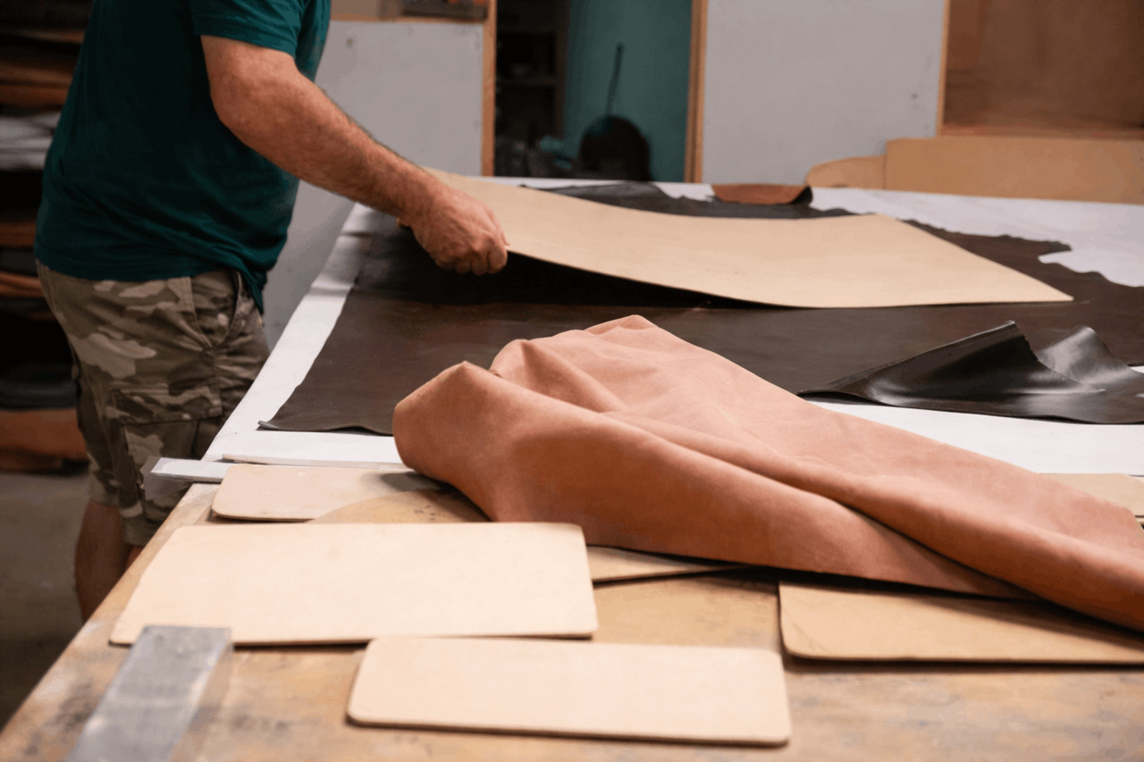 Measuring and preparing leather sheets for sofa reupholstery
