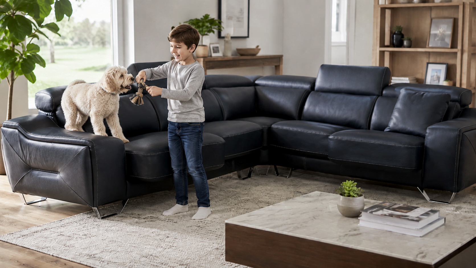 pet-friendly-dark-leather-corner-sofa