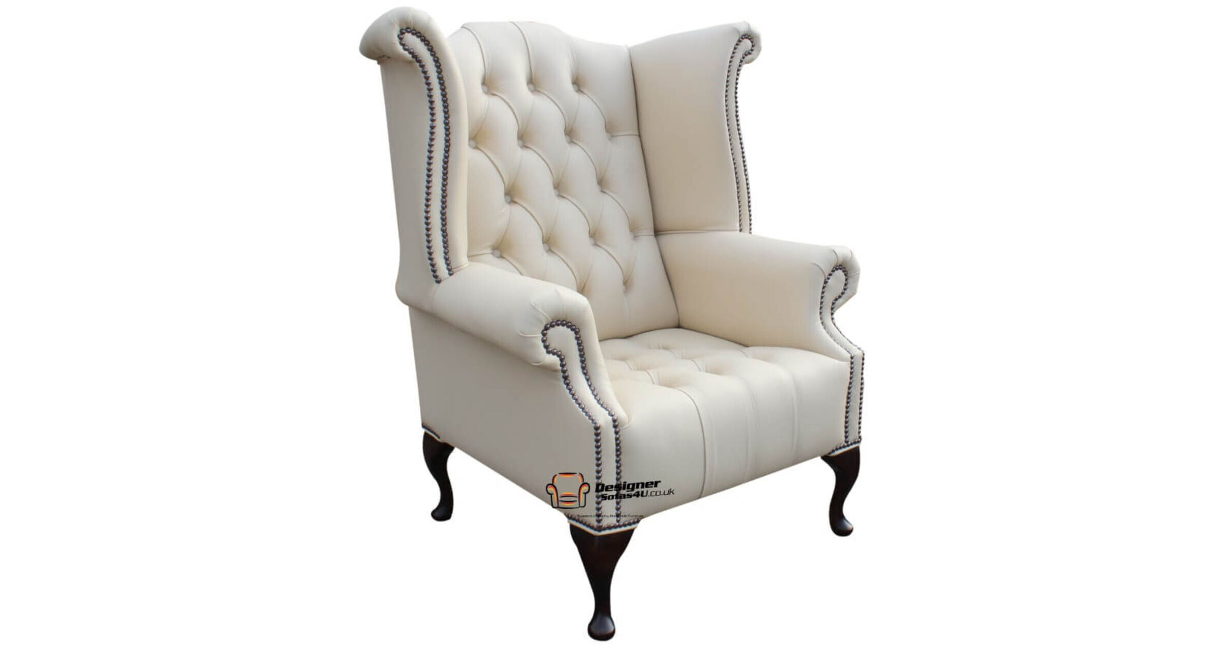 Leather Queen Anne Wingback Chairs Designer Sofas 4u