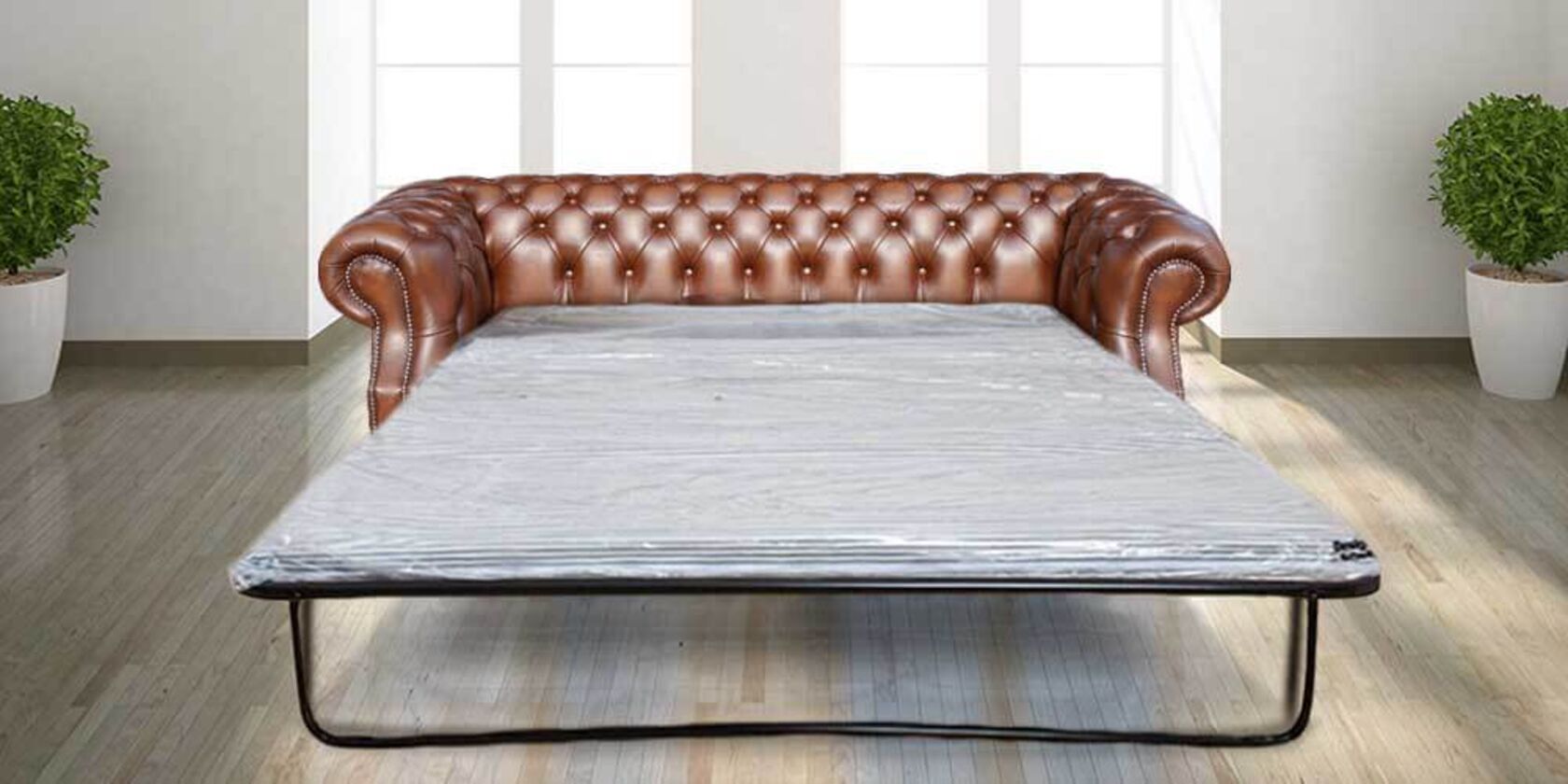 Leather Sofa Bed At, Brown Leather Bed Settee
