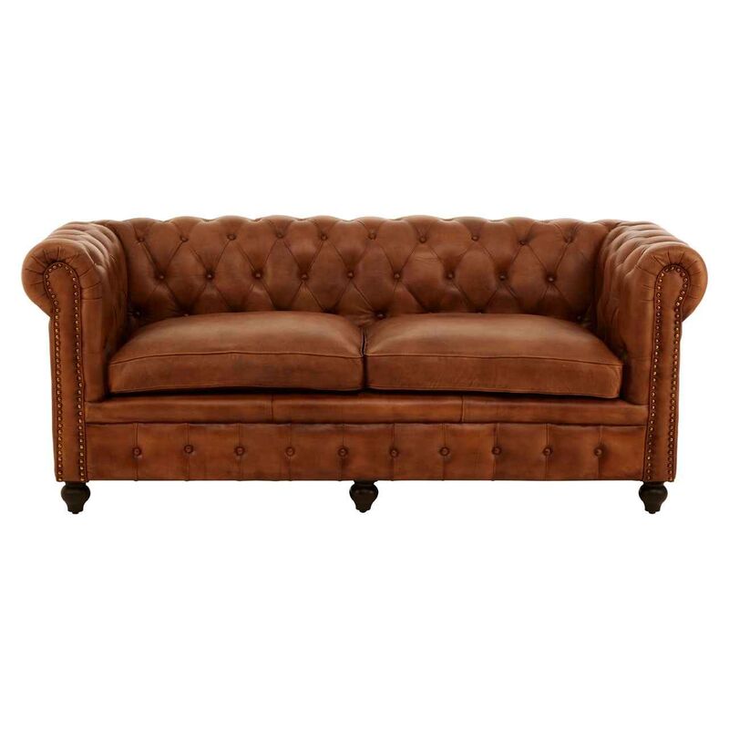 Product photograph of Alba Chesterfield 3 Seater Sofa Brown Real Leather from Designer Sofas 4U