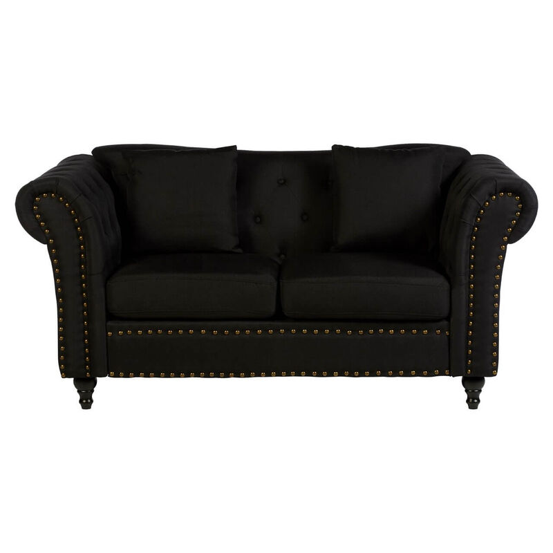 Product photograph of Alonzo 2 Seater Chesterfield Black Fabric Sofa from Designer Sofas 4U