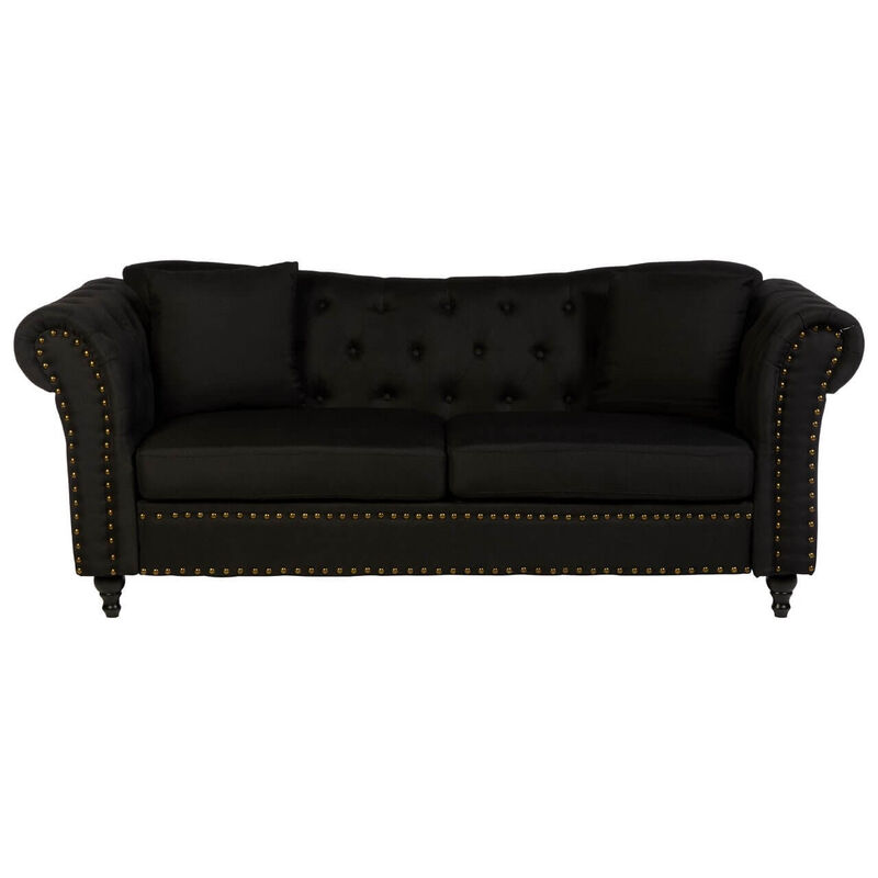 Product photograph of Alonzo 3 Seater Chesterfield Black Fabric Sofa from Designer Sofas 4U