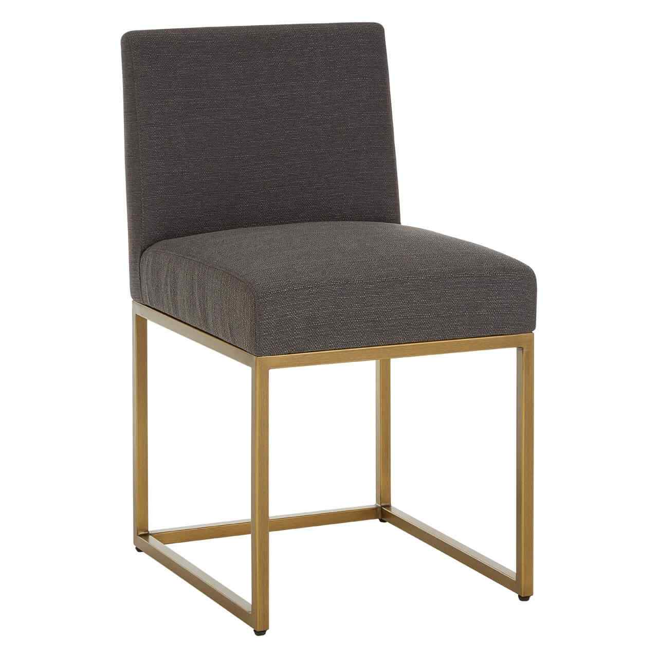 Elin Grey Fabric And Brass Metal Frame Dining Chair Designer Sofas 4u