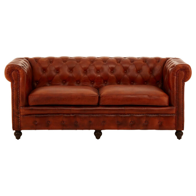 Product photograph of Federico Chesterfield 3 Seater Tan Real Leather Sofa from Designer Sofas 4U