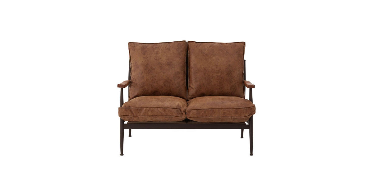 Frideborg 2 Seater Brown Leather And, Sofa With Metal Legs Uk