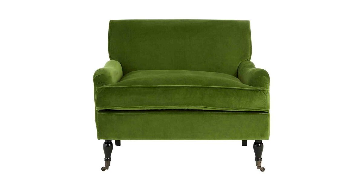 Greger Green Velvet Large Plush, Sofa On Wheels Uk