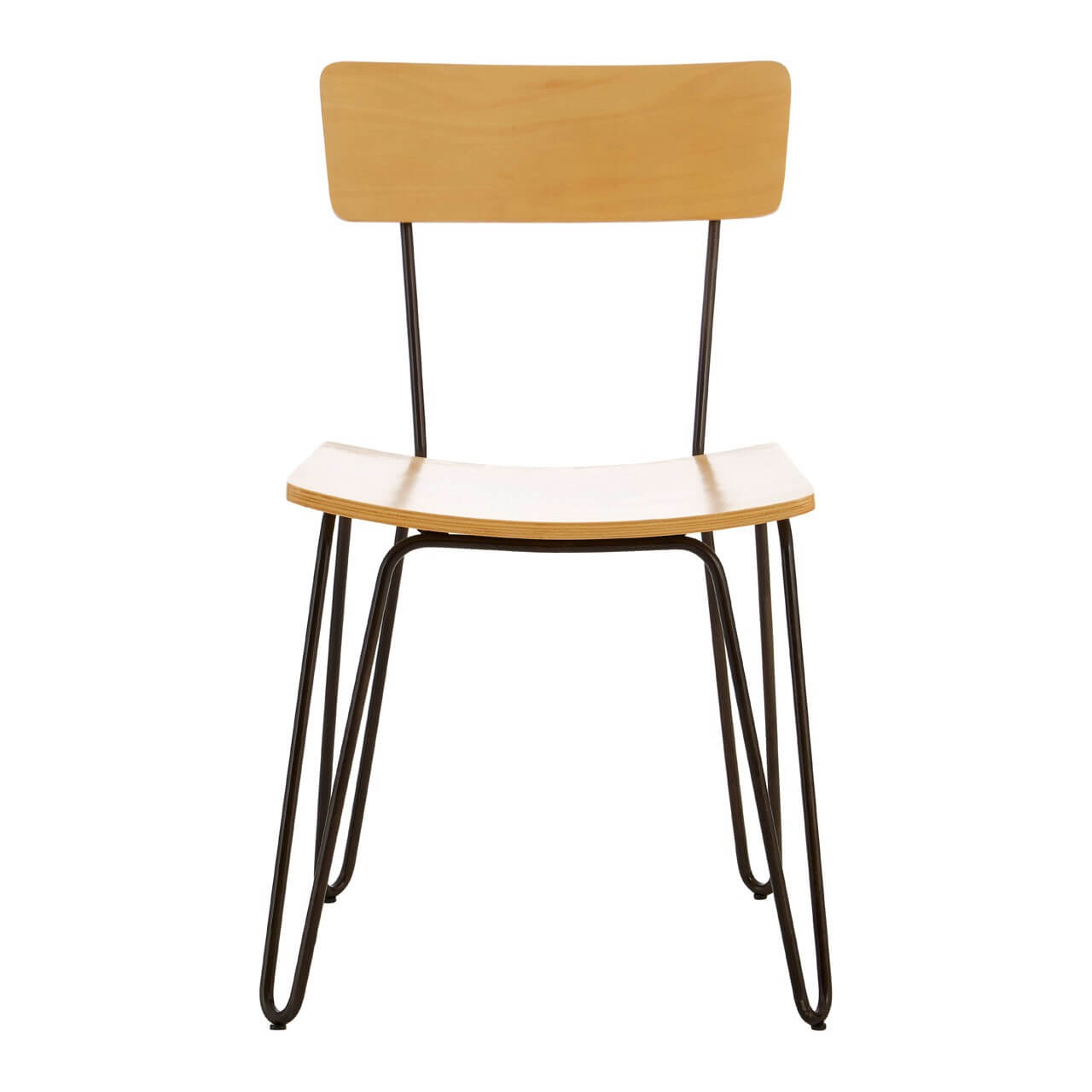 sven yellow plywood and hairpin legs in black metal finish chair