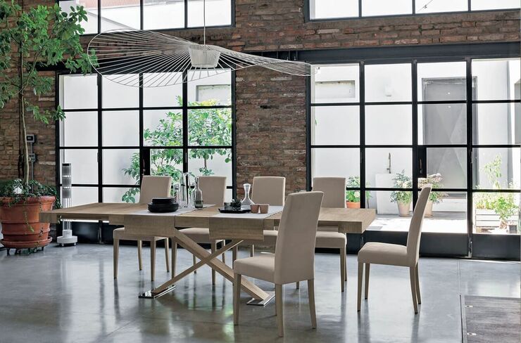 ASTERION 180 cm Extendible Table With Country Style Wood Effect Laminate Frame Synchro Texture Top