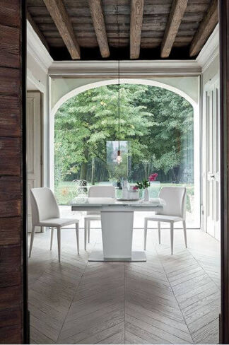 COPERNICO 120 cm Extendable Table With White Painted Metal Frame Extra White Tempered Glass Top