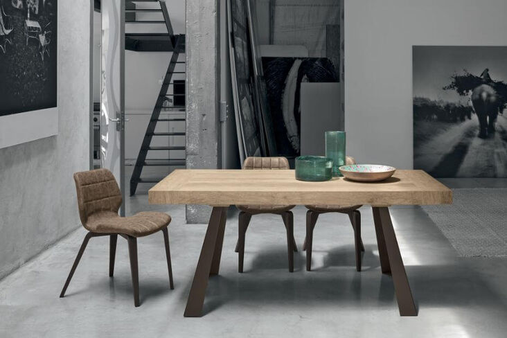 Grecale Italian Extendable Dining Table With Brown Painted Metal Base Country Top 180cm