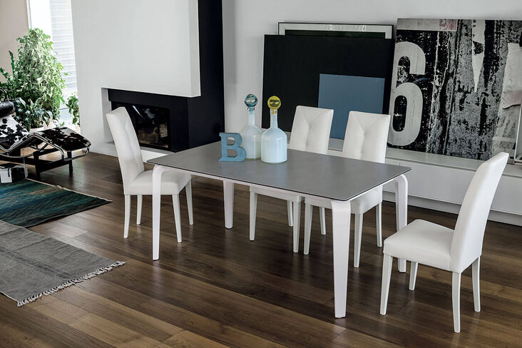 MAGELLANO 160 cm Extendable Table With Aluminum Structure White Polyurethane Leg In Cement Stoneware Top