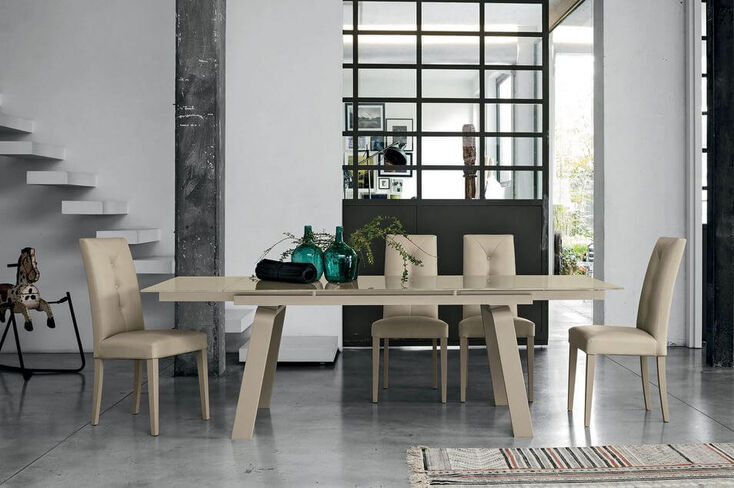 Marte Italian Extendable Table With Corda Painted Metal Structure Corda Tempered Glass Top 160cm