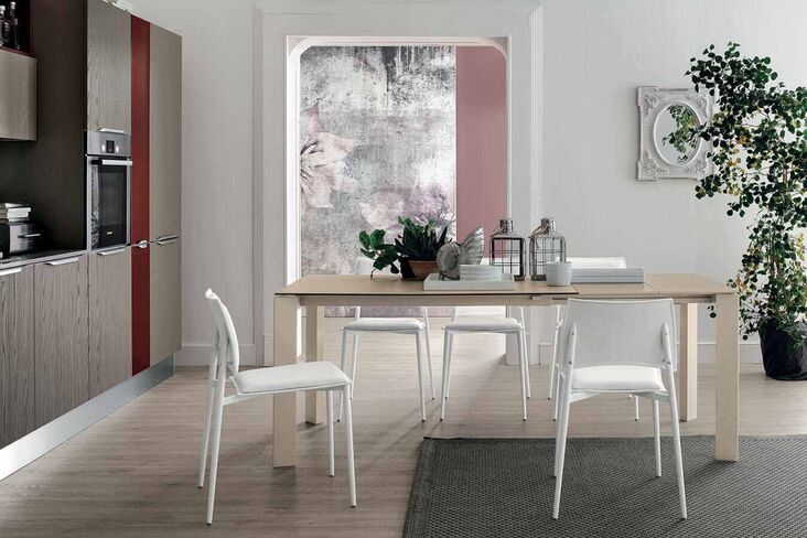 SATURNO 130 cm Extendable Table With Corda Painted Aluminum Structure Corda Stoneware Top