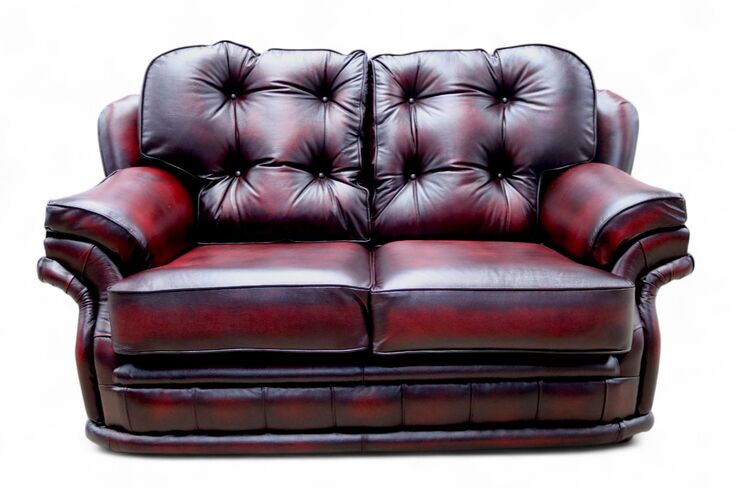 Antique Oxblood leather Chesterfield Knightsbridge 2 Seater Settee Sofa | DesignerSofas4U