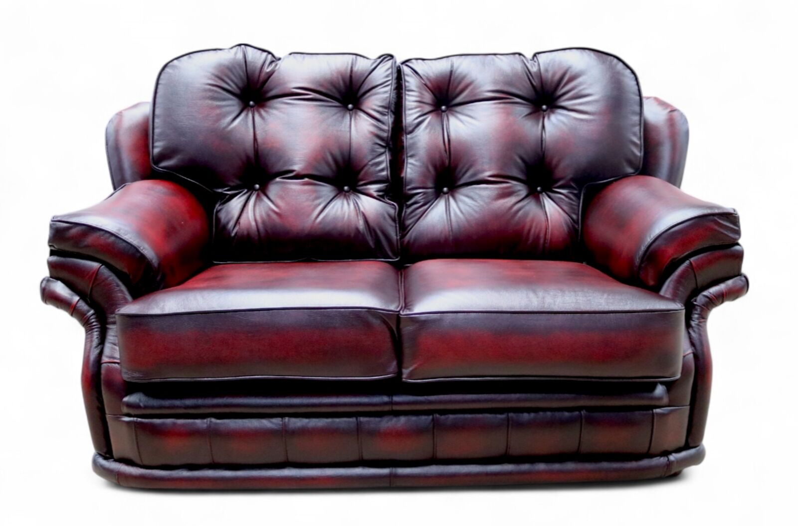Antique Oxblood leather Chesterfield Knightsbridge 2 Seater Settee Sofa | DesignerSofas4U