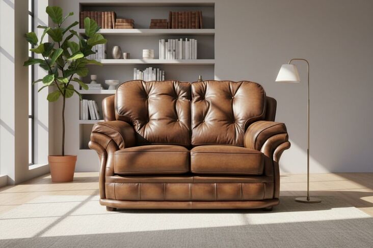 Antique Tan leather Chesterfield Knightsbridge 2 Seater Settee Sofa  | DesignerSofas4U