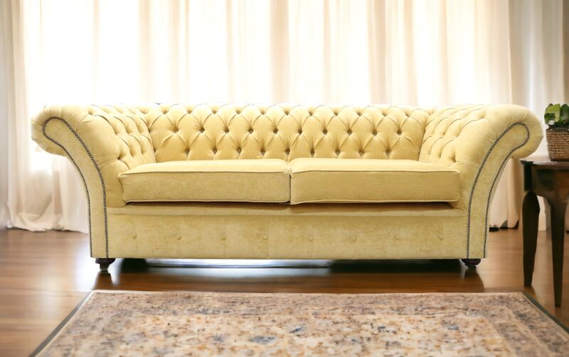 Product photograph of Chesterfield Balmoral 3 Seater Sofa Settee Pimlico Corn Fabric from Designer Sofas 4U