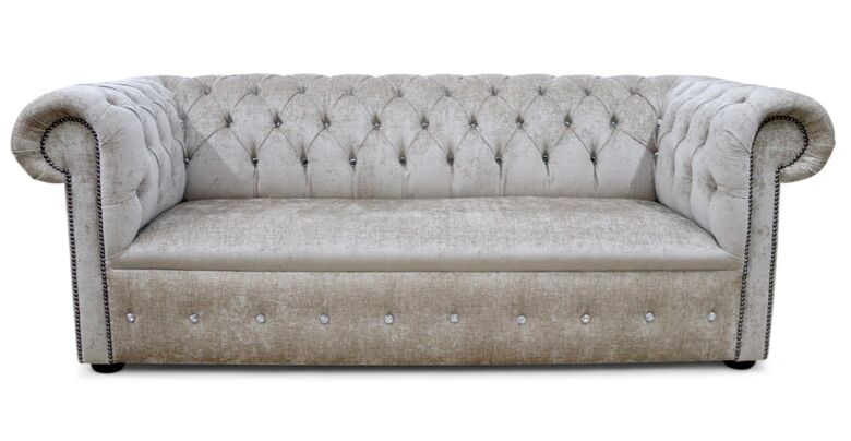Chesterfield 1780's Crystal Diamond 3 Seater Presto Mink Sofa Offer